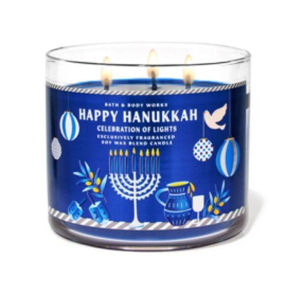 NWT Bath & Body Works Happy Hanukah Celebration of Lights Three Wick Candle 14.5 - Picture 1 of 1